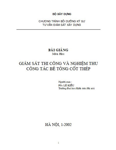 Tài liệu giám sát thi công và nghiệm thu