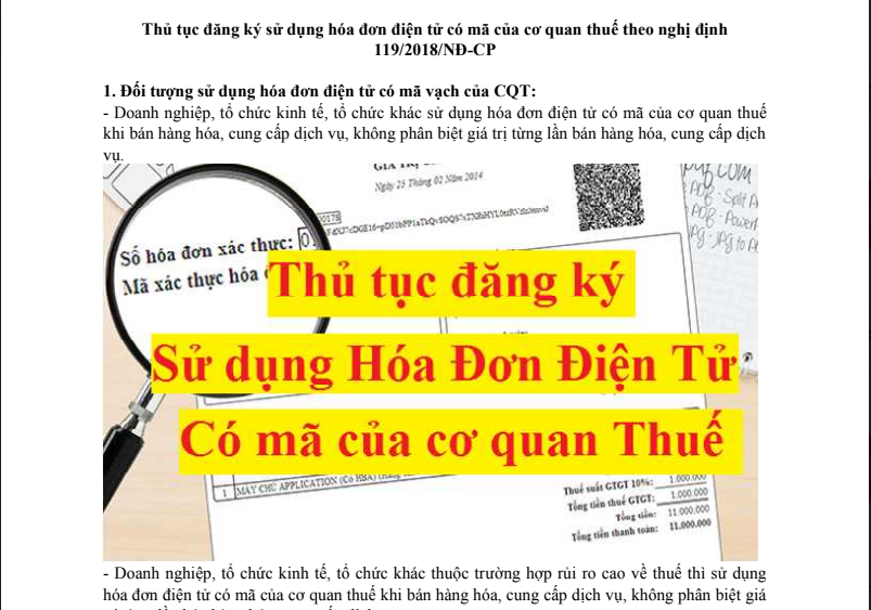 Thủ tục đăng ký hóa đơn điện tử với cơ quan thuế