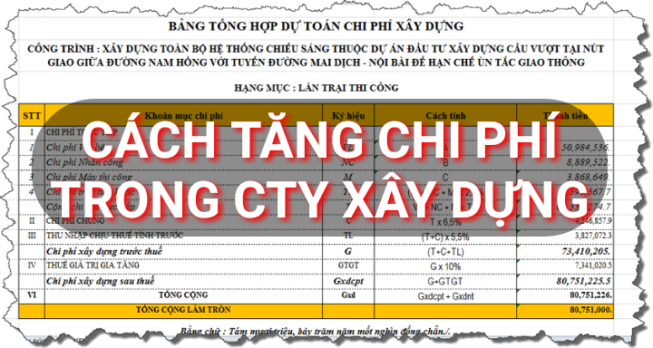 Bí mật tăng chi phí trong công ty xây dựng