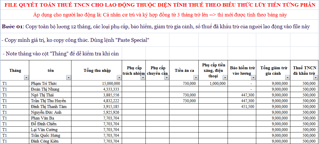 FILE EXCEL HƯỚNG DẪN QUYẾT TOÁN THUẾ TNCN -TG. MINH LÝ