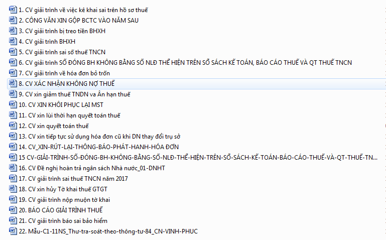 TỔNG HỢP MẪU 22 LOẠI CÔNG VĂN THƯỜNG DÙNG GỬI THUẾ VÀ BẢO HIỂM 