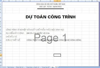 Dự toán kham khảo công trình xây dựng