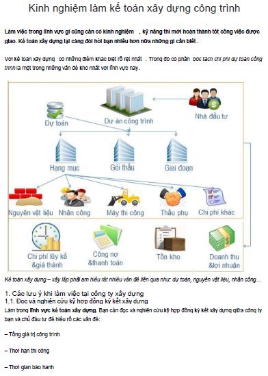 Kinh nghiệm làm kế toán xây dựng công trình