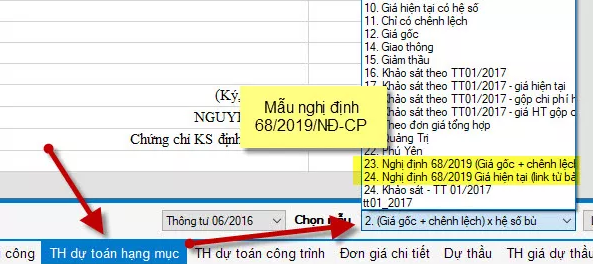 Hướng dẫn áp dụng nghị định 68/2019/NĐ-CP trong Dự toán F1